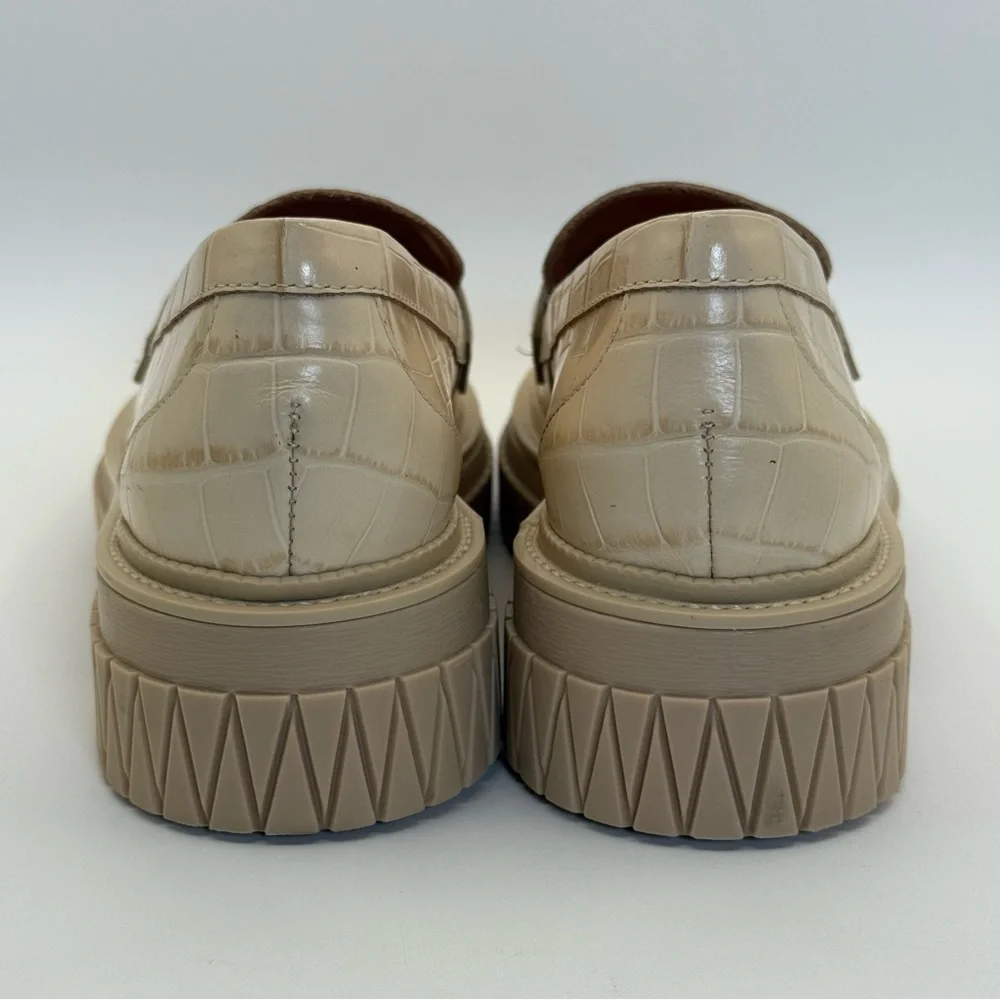 SCHUTZ Viola Croc Embossed Leather Chunky Slip On Loafers Size 8B